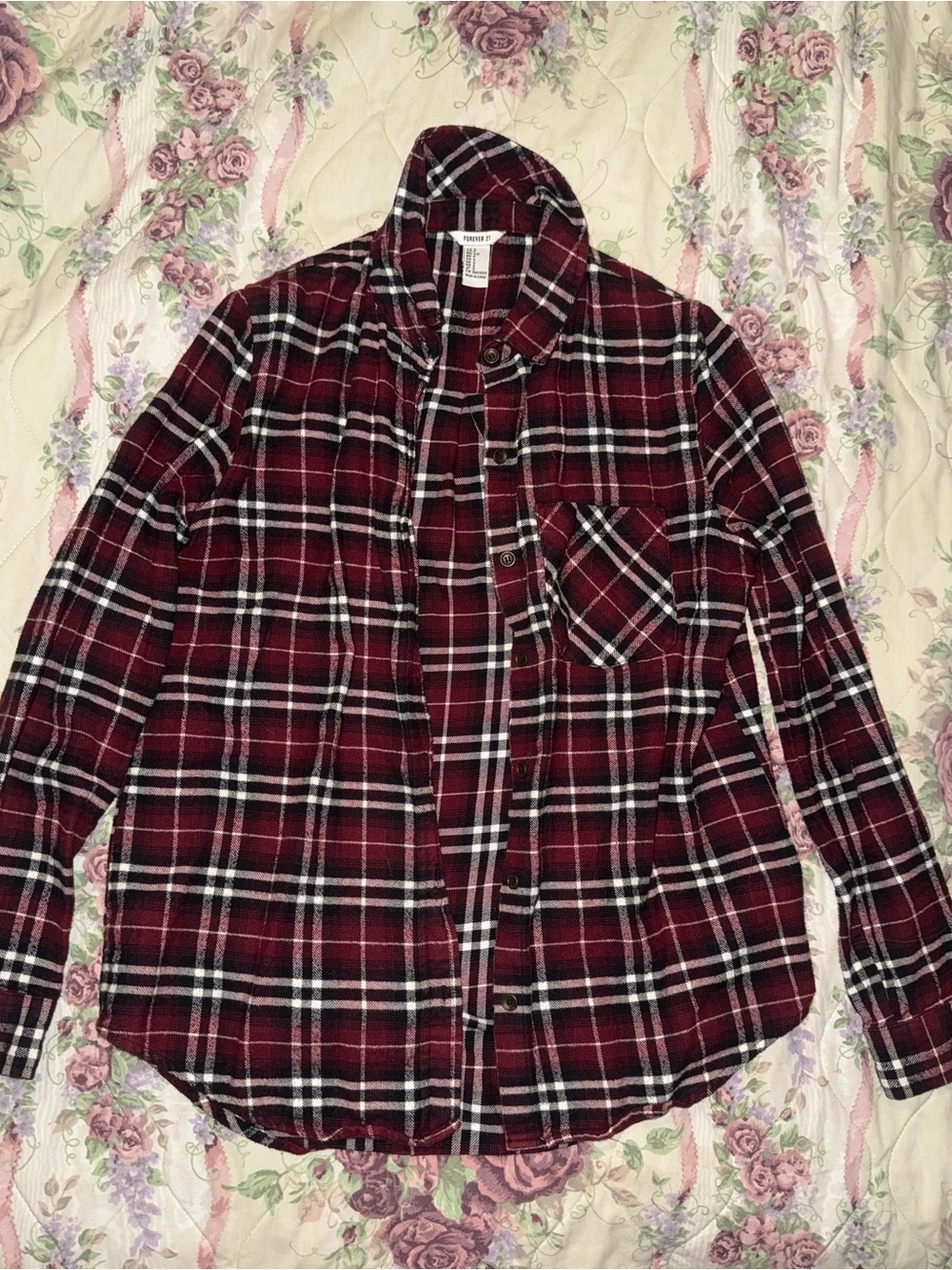 Classic womens Burgundy Plaid Flannel Shirt